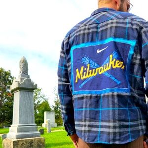Milwaukee Brewers Baseball upcycled flannels